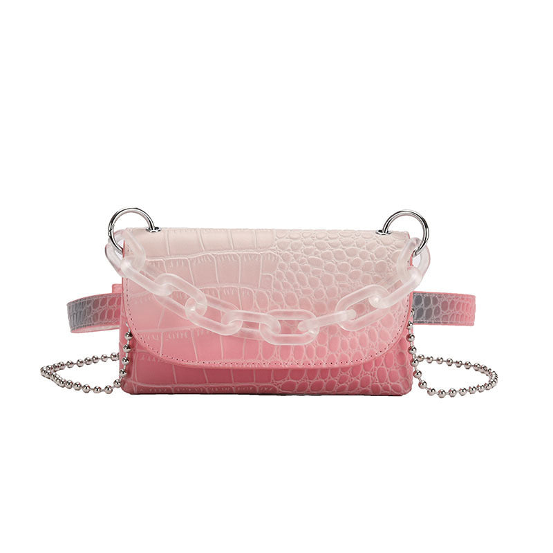 Crocodile Pattern One-Shoulder Chain Small Square Bag
