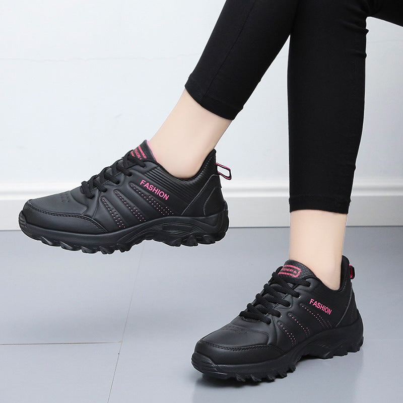 Flat Women's Shoes Autumn And Winter Leather Sneakers Women