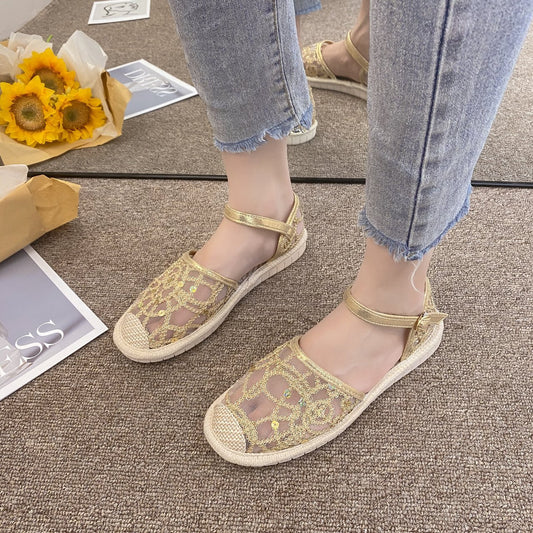 Breathable Net Shoes Lightweight Soft-soled Buckle Fisherman Shoes Women