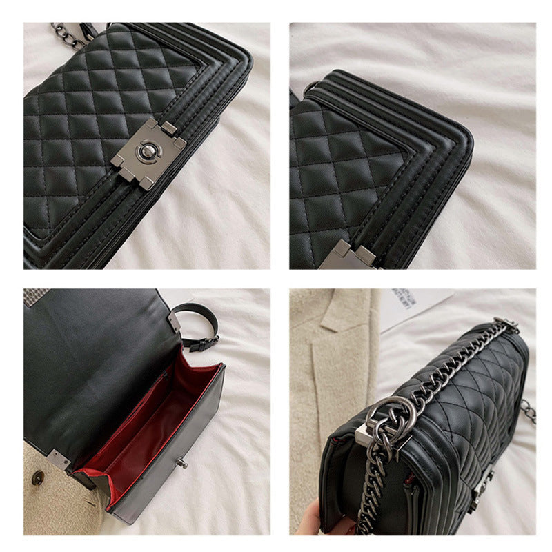 Women's PU Embroidered Thread Small Square Bag – New Style Shoulder & Messenger Bag