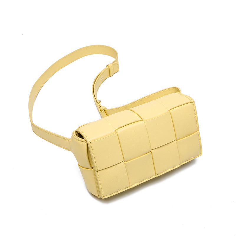 Women's Cassette Weave Leather Flap Bag – Genuine Leather Shoulder, Chest & Waist Bag