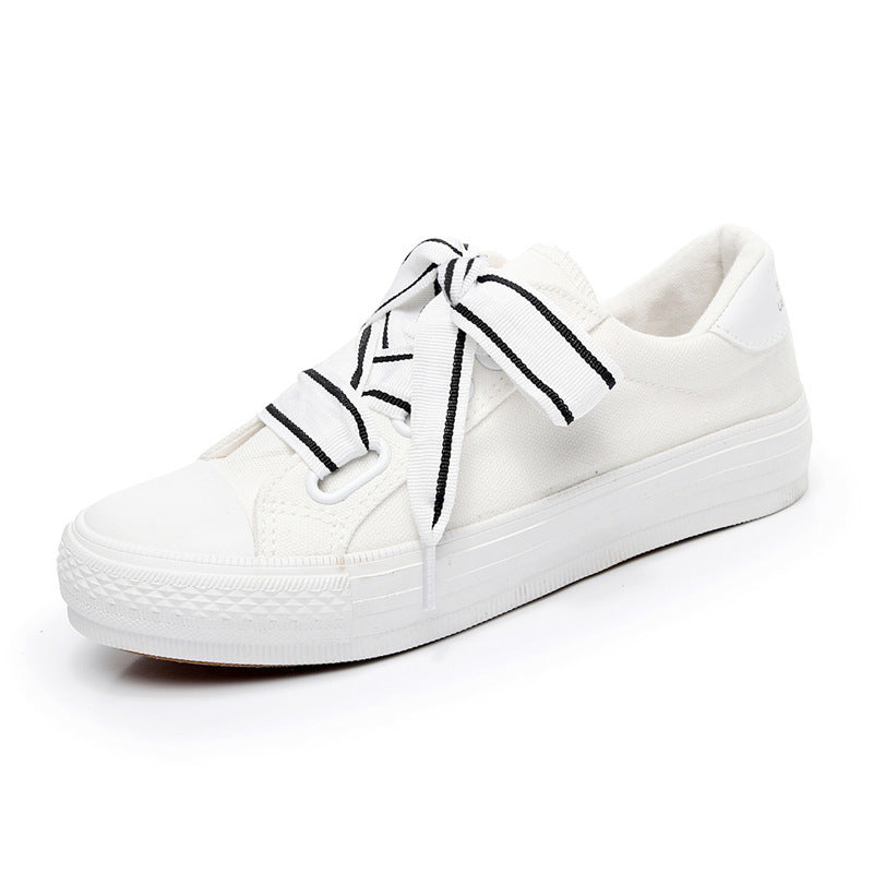 Spring All-Match White Shoes Women's Shoes Korean Version Of Harajuku Single Shoes Shoes Board Shoes Students Ins Canvas Shoes Women