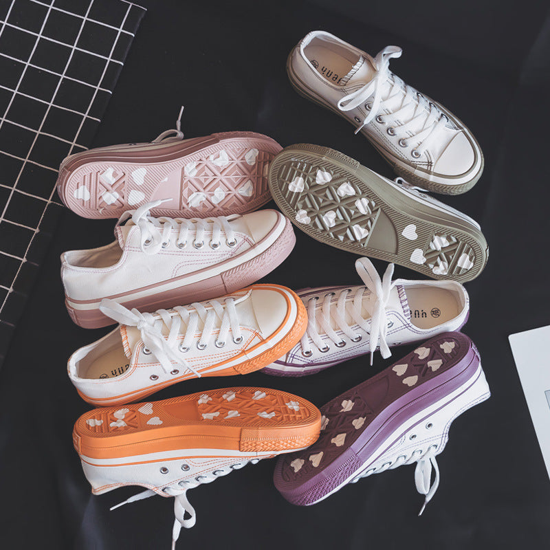 Popular Women'S Shoes Student Canvas Shoes Women Summer Ins Wild Ulzzang Retro Hong Kong Flavor Small White Shoes