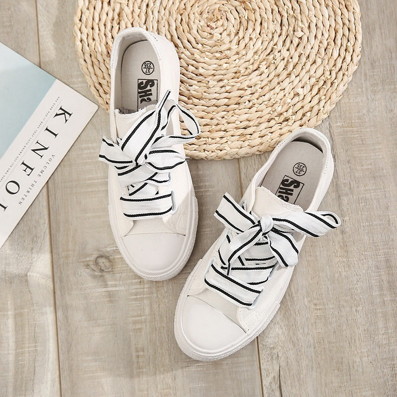 Spring All-Match White Shoes Women's Shoes Korean Version Of Harajuku Single Shoes Shoes Board Shoes Students Ins Canvas Shoes Women