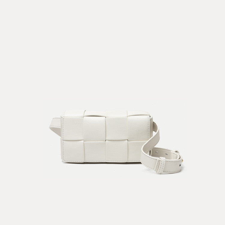 Avocado Green Lattice Woven Diagonal Chest Bag for Women