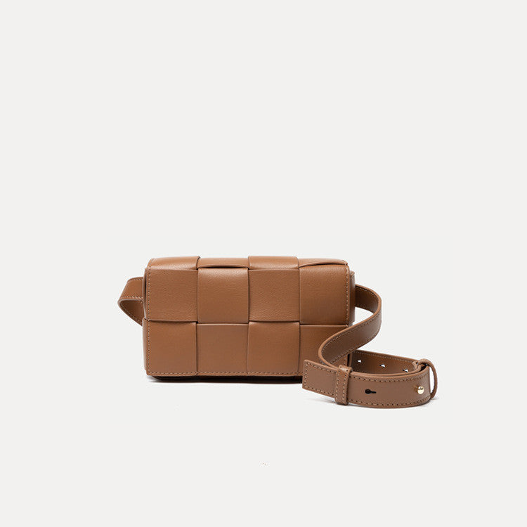 Avocado Green Lattice Woven Diagonal Chest Bag for Women