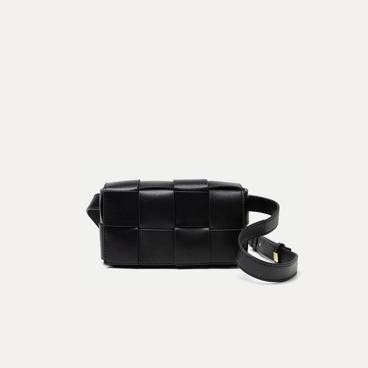 Avocado Green Lattice Woven Diagonal Chest Bag for Women