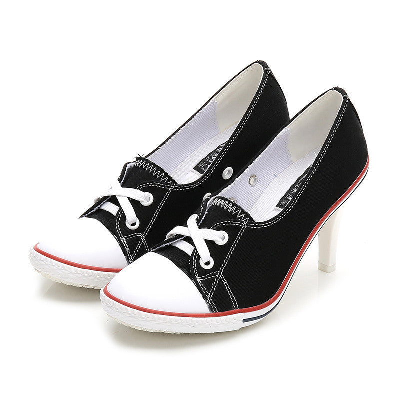 New Korean Style Single Shoes Women Fashion Casual Canvas Shoes Women's Shoes High Heels