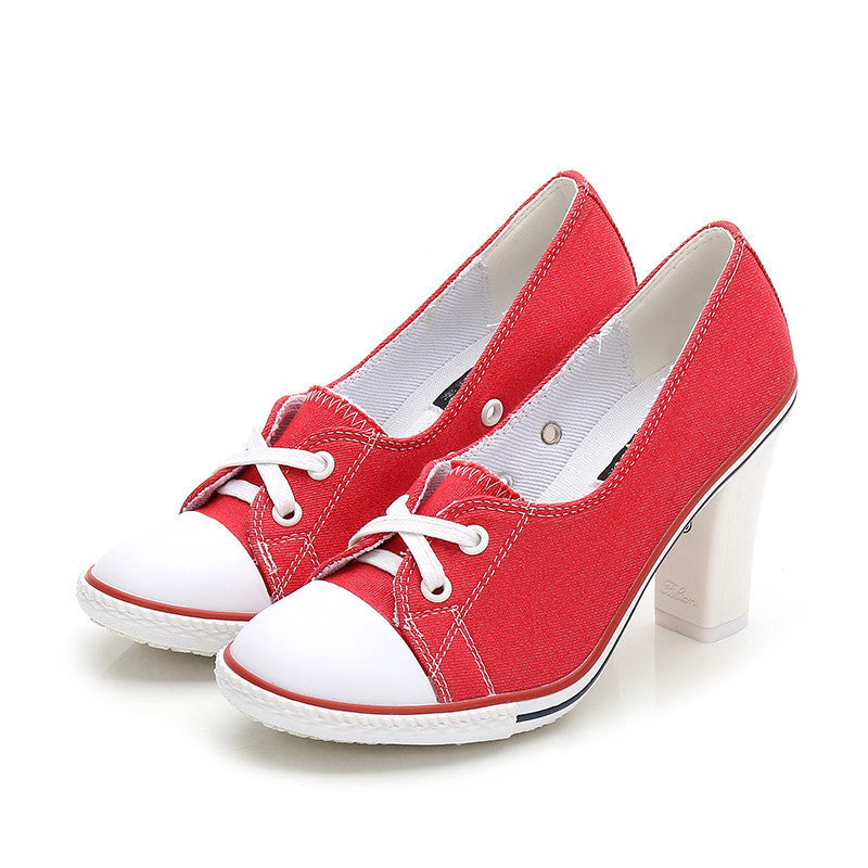 New Korean Style Single Shoes Women Fashion Casual Canvas Shoes Women's Shoes High Heels