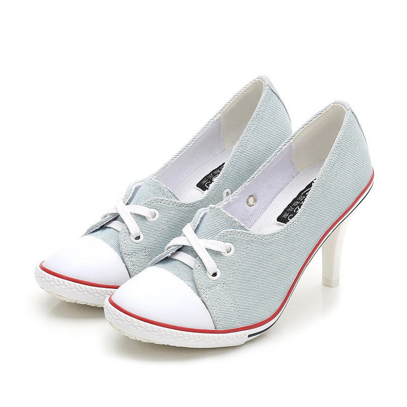 New Korean Style Single Shoes Women Fashion Casual Canvas Shoes Women's Shoes High Heels