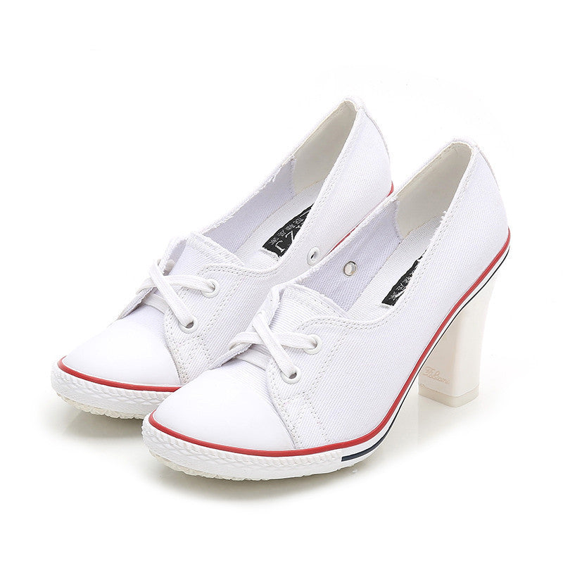 New Korean Style Single Shoes Women Fashion Casual Canvas Shoes Women's Shoes High Heels