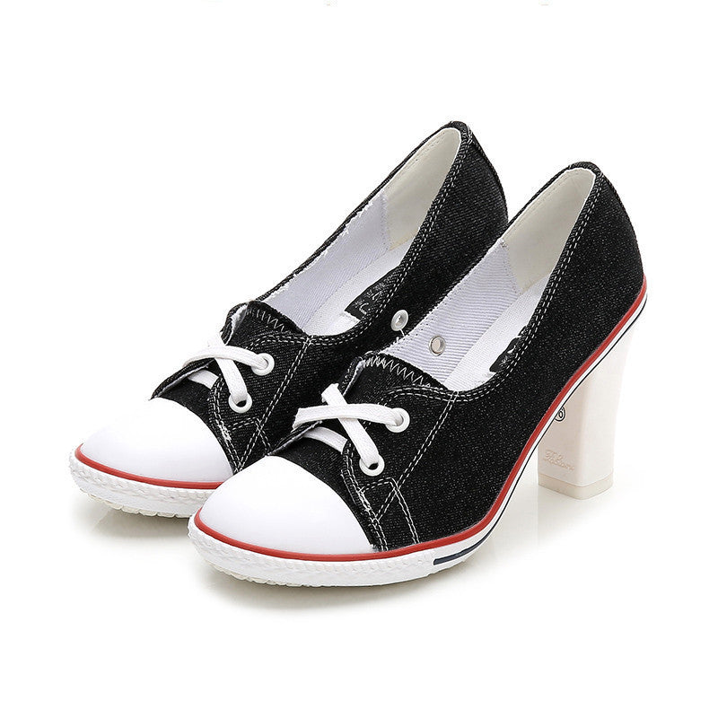 New Korean Style Single Shoes Women Fashion Casual Canvas Shoes Women's Shoes High Heels