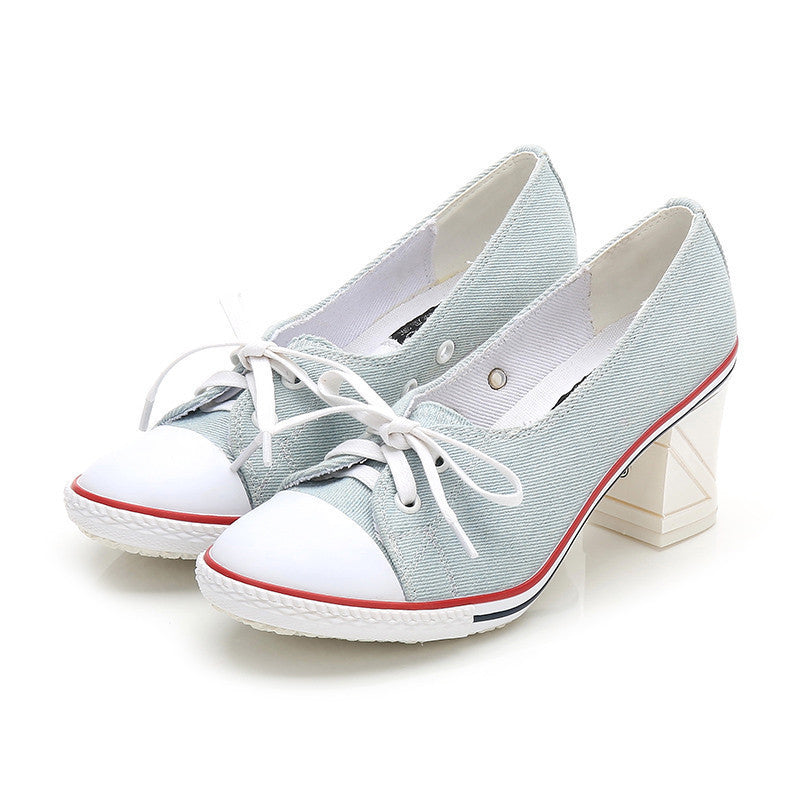 New Korean Style Single Shoes Women Fashion Casual Canvas Shoes Women's Shoes High Heels