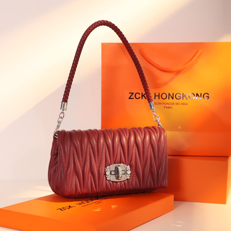 Luxury Genuine Leather Armpit Bag for Women | Trendy Chain One-Shoulder Messenger Bag