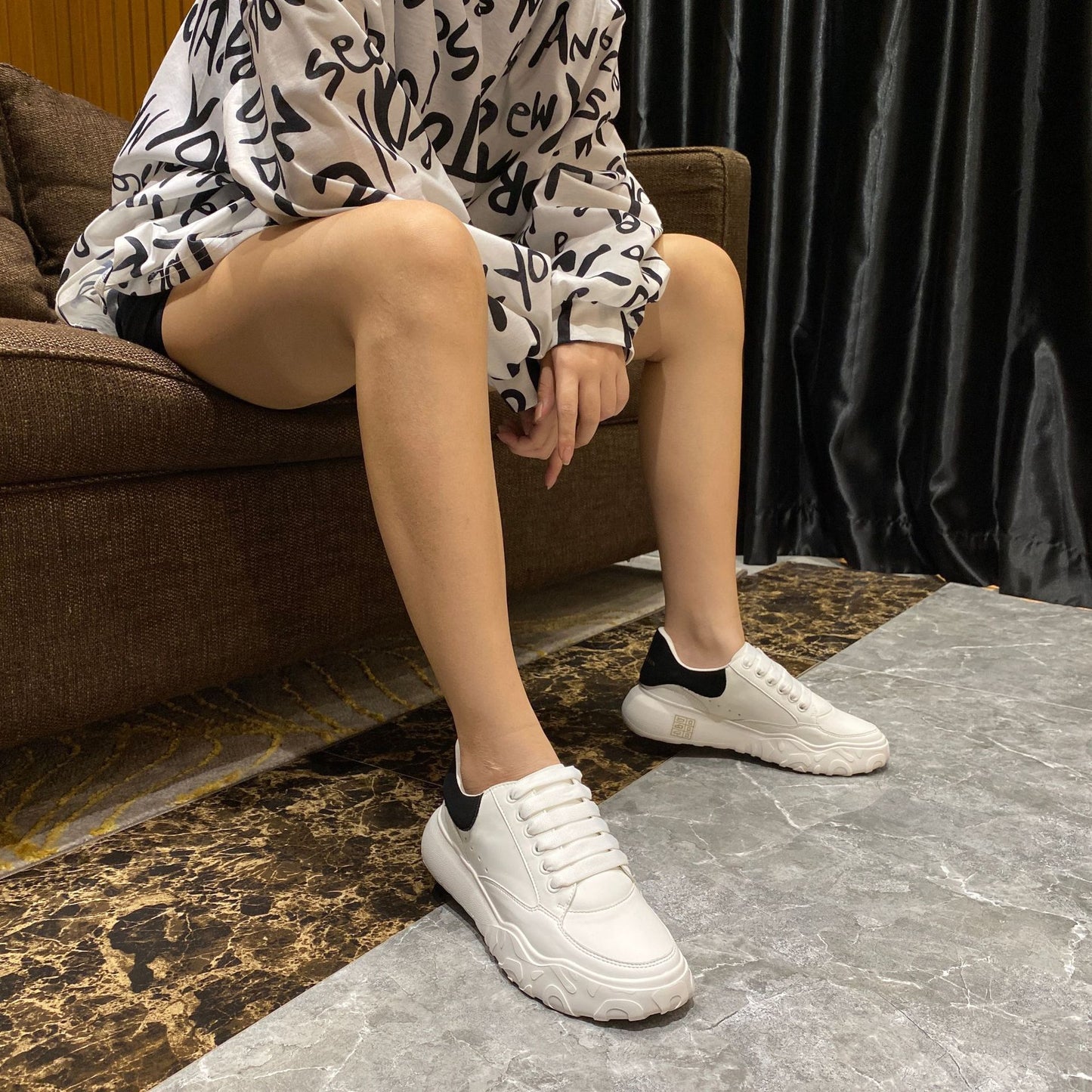 Trifle Platform White Shoes Women All-match Genuine Leather