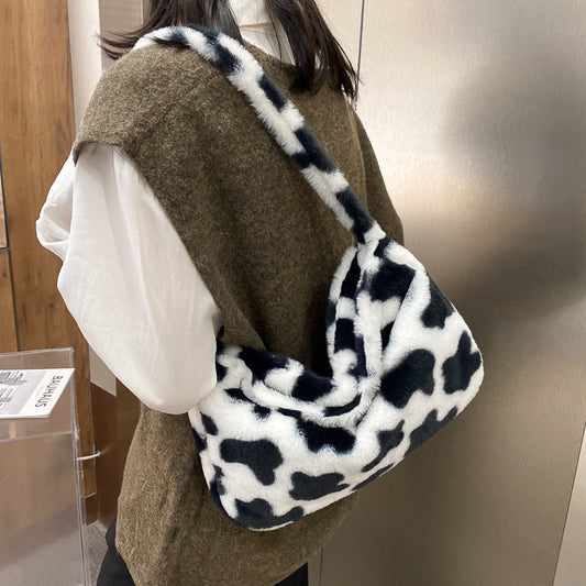 Cute Lamb Hair Shoulder Bag – Forest Style Casual Crossbody for Women