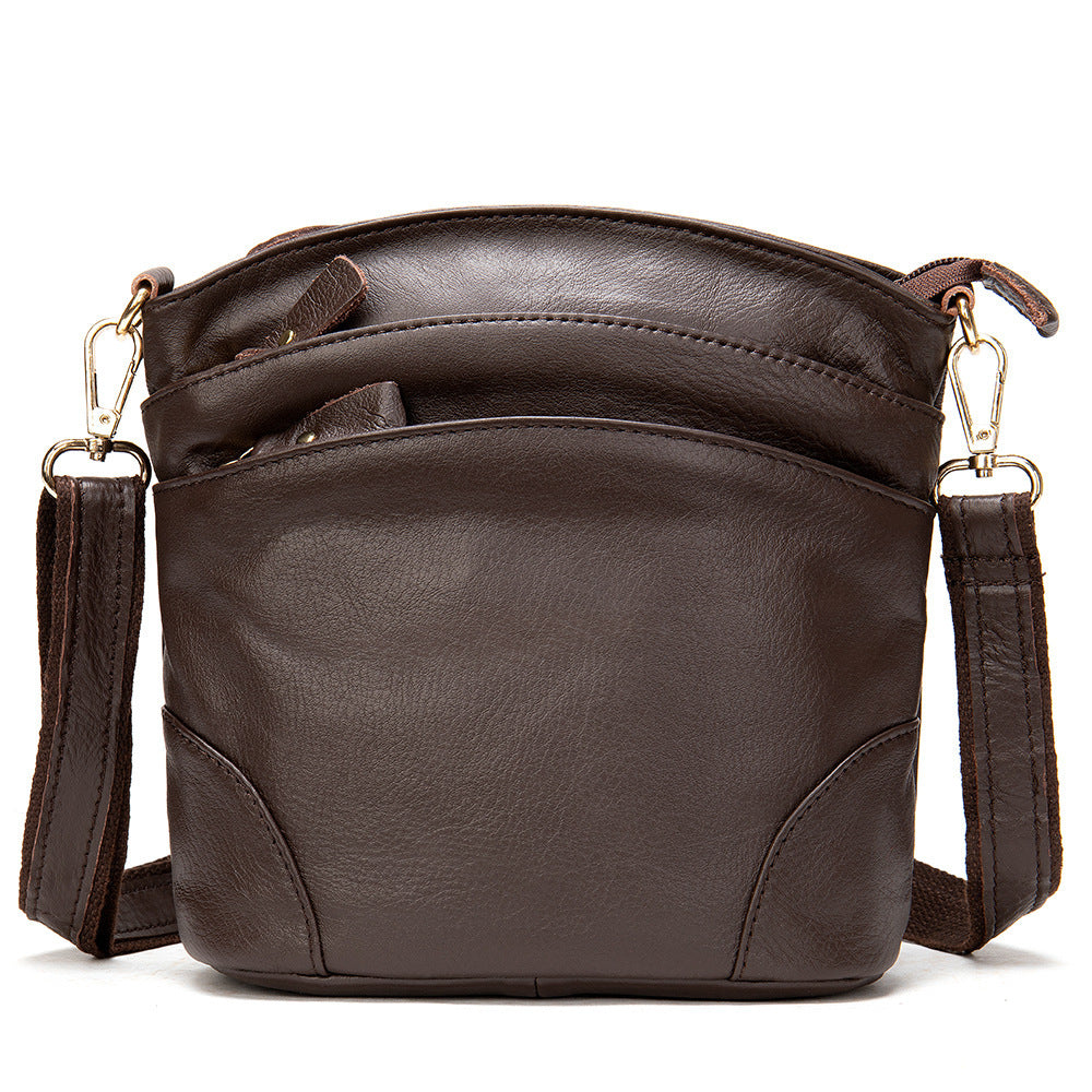 Luxury Leather Bucket Crossbody | Top Layer One-Shoulder Bag for Women