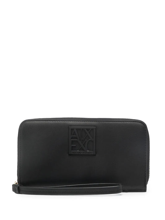 Armani Exchange logo plaque zip up purse