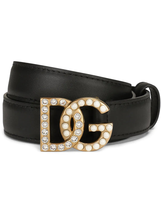 Dolce & Gabbana DG logo embellished leather belt