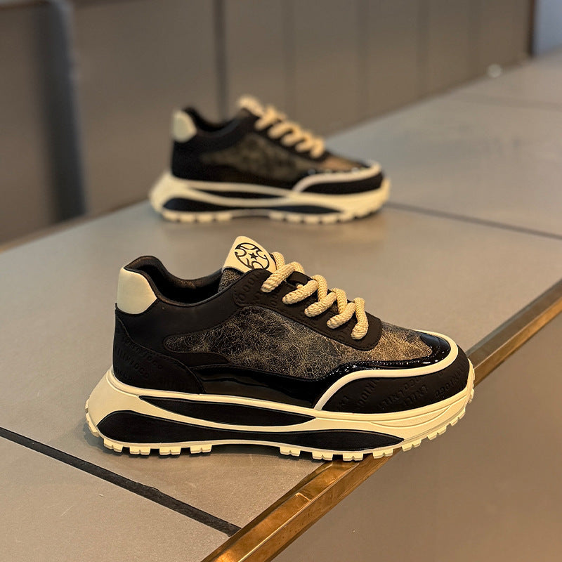 Men’s Retro Daddy Shoes – Thick Bottom Wear-resistant Sneakers