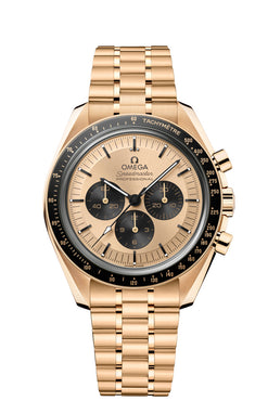 omega speedmaster moonwatch professional chronograph 18k moonshine? gold & ceramic men's watch_1