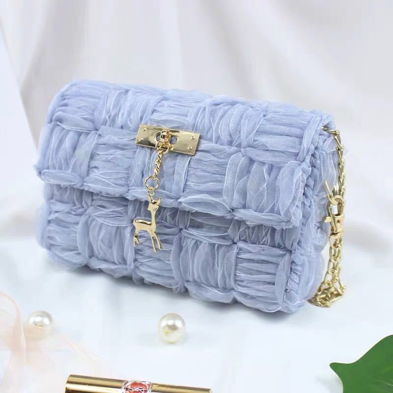 Women’s Woven Chain Bag – Trendy Ribbon Gauze Shoulder Bag