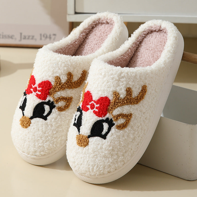 Cute Santa Claus Christmas Slippers – Warm Furry Home Shoes for Couples