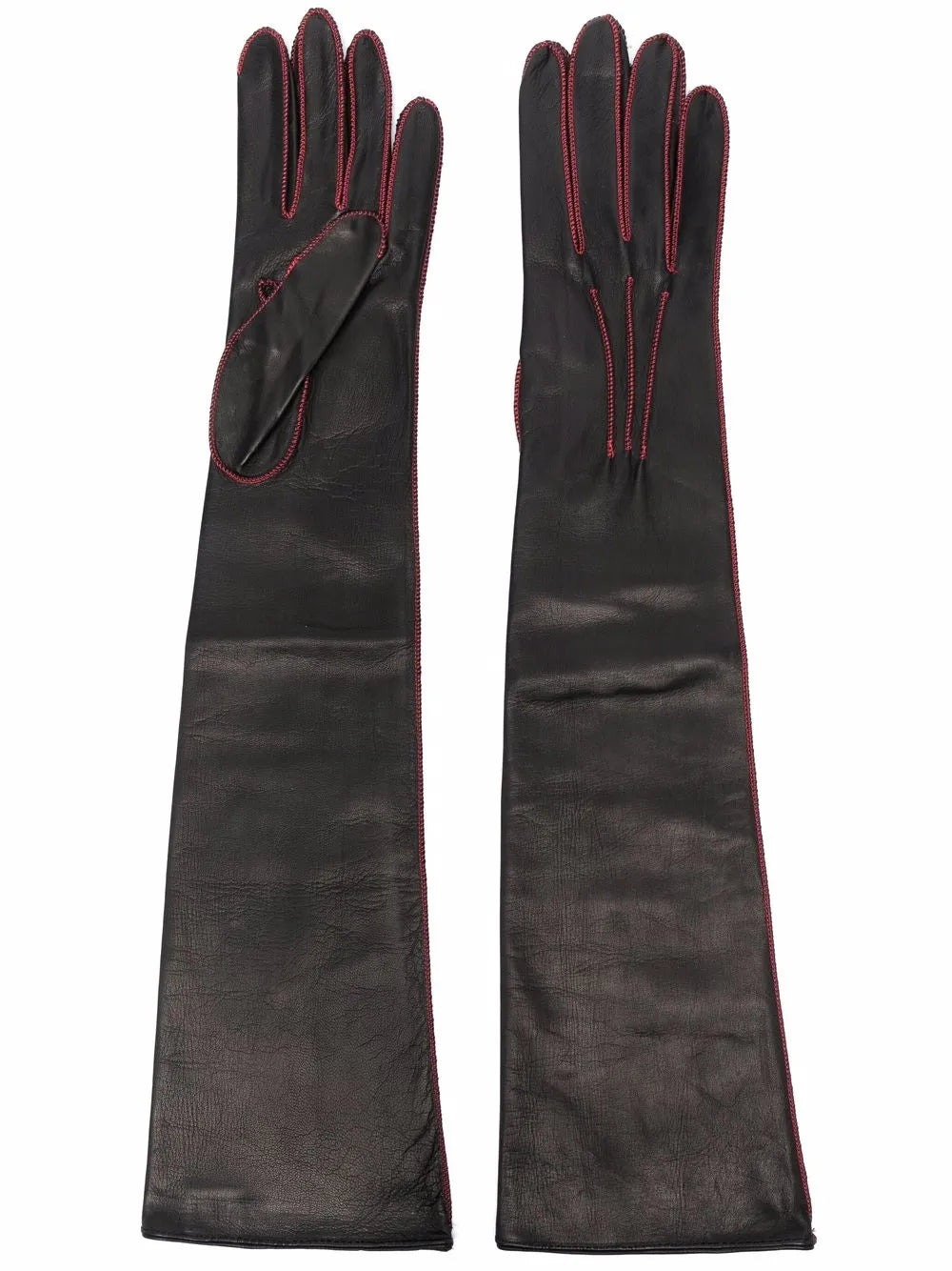 Manokhi stitch detail leather gloves