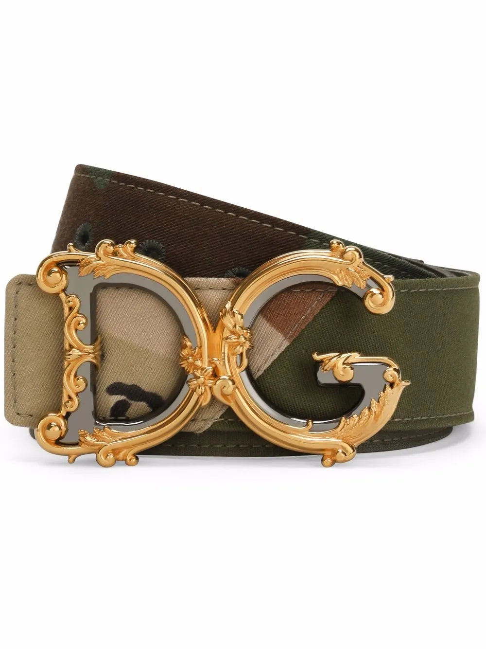 Dolce & Gabbana camouflage baroque logo buckle belt