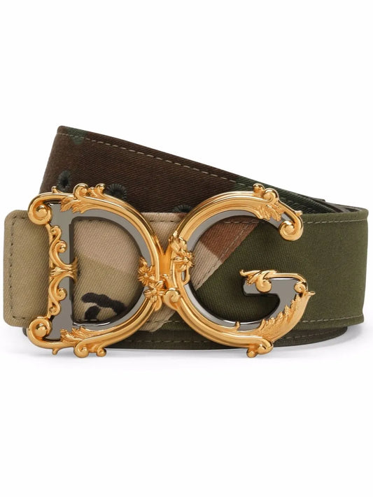 Dolce & Gabbana camouflage baroque logo buckle belt