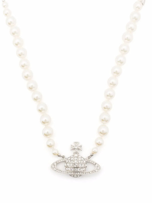 Vivienne Westwood Imogene crystal orb pearl necklace