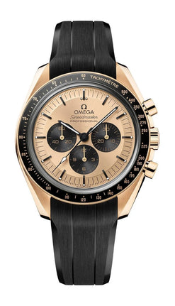 omega speedmaster moonwatch professional chronograph 18k moonshine? gold & ceramic men's watch