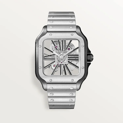 cartier santos stainless steel skeleton men's watch_1