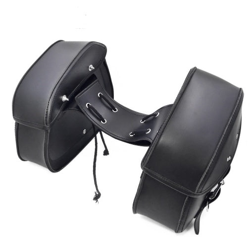 Black PU Leather Motorcycle Saddlebags – Luggage Pouch for Bikes