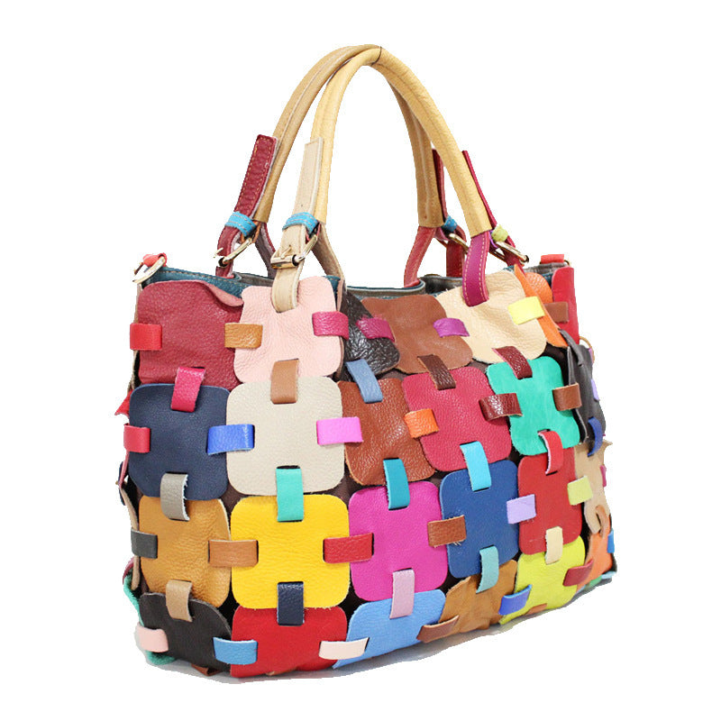 Women’s Geometric Messenger Bag – Trendy Large Handheld Tote