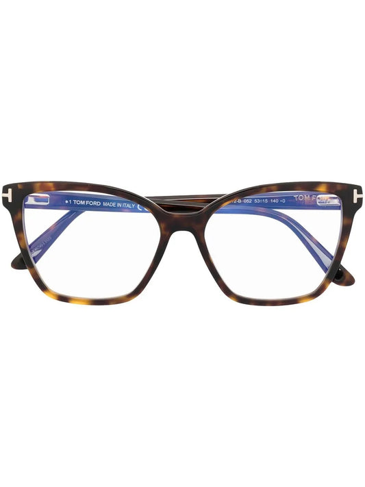 TOM FORD Eyewear tortoiseshell effect oversize frame glasses