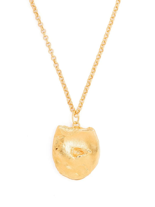 Alighieri hammered pendant gold plated necklace