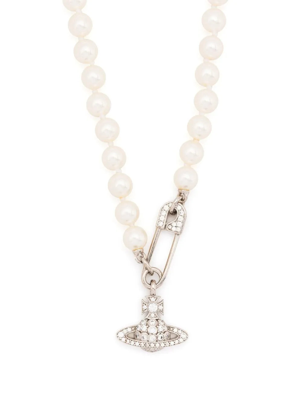 Vivienne Westwood Orb safety pin pearl necklace