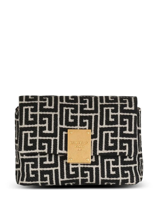 Balmain 1945 Soft jacquard monogram shoulder bag