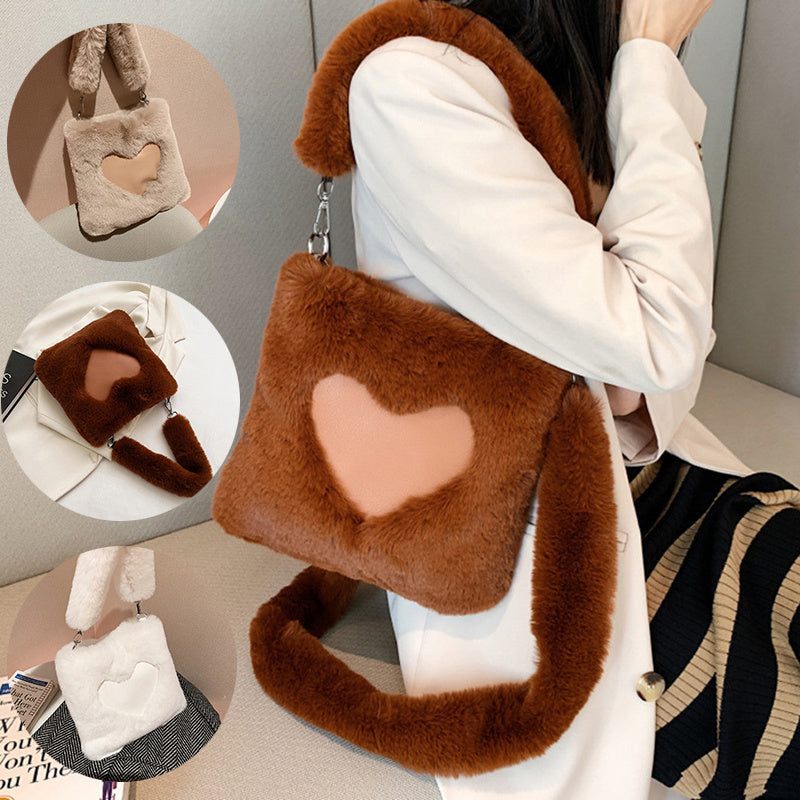 Women’s Winter Plush Shoulder Bag – Love Handbag Design