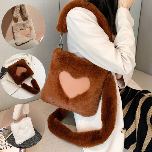 Women’s Winter Plush Shoulder Bag – Love Handbag Design