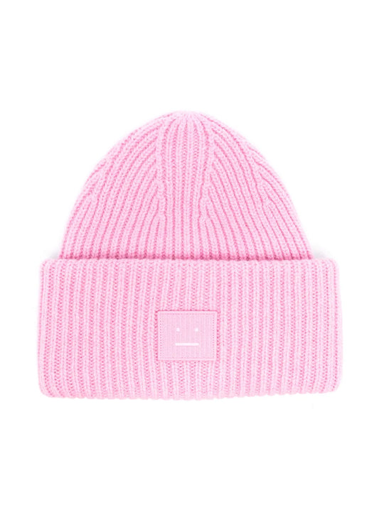 Acne Studios face patch ribbed knit beanie