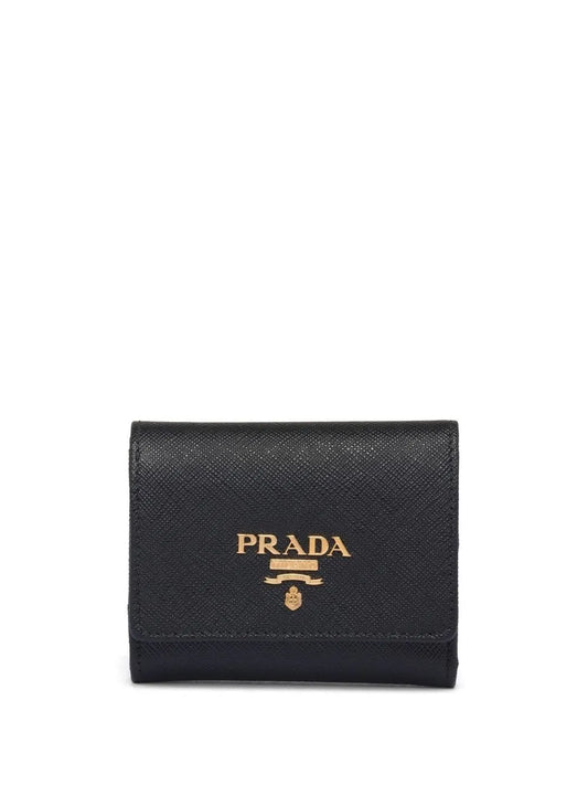 Prada logo lettering leather wallet