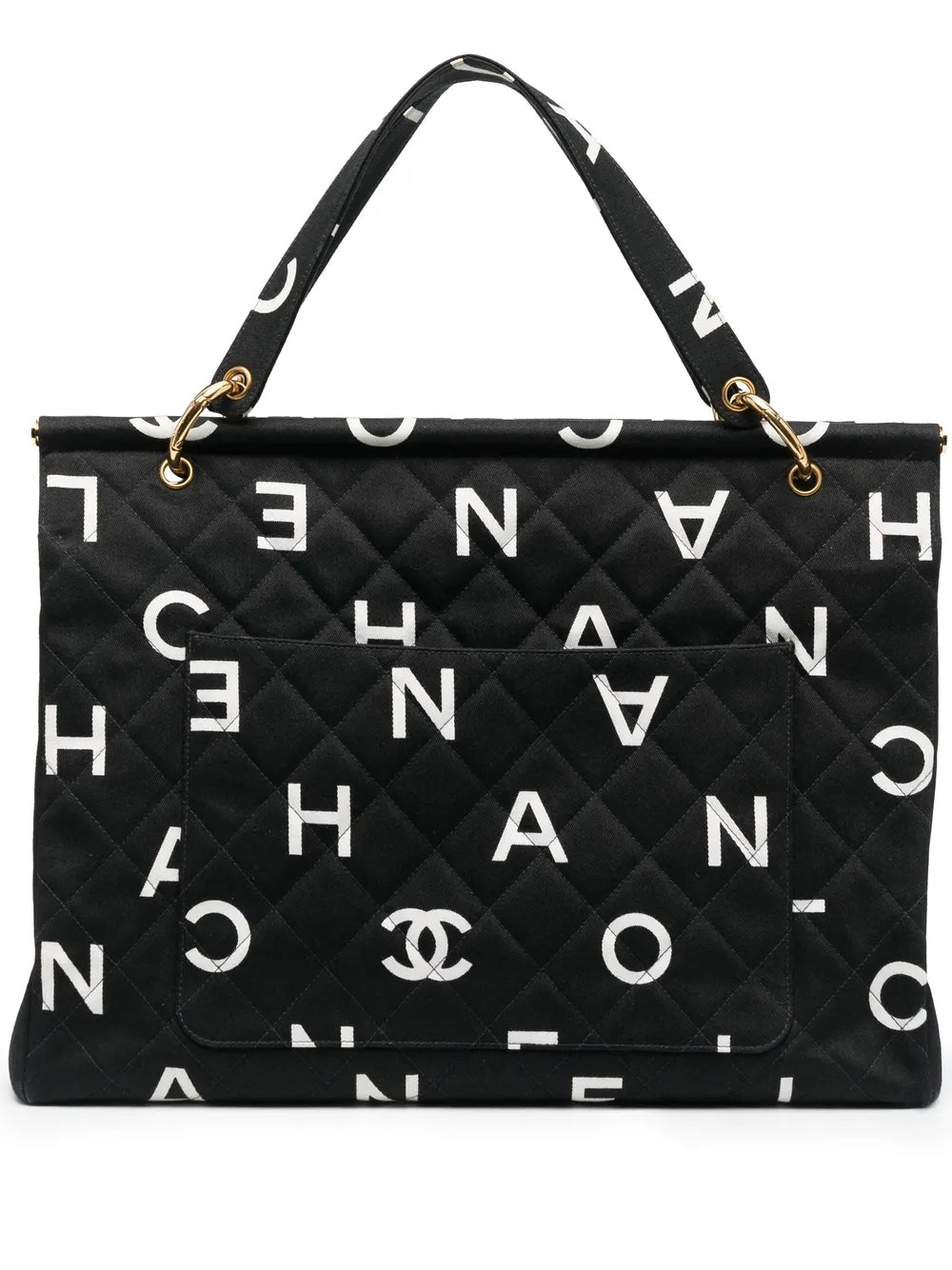 CHANEL 1996 1997 logo print diamond quilted tote bag
