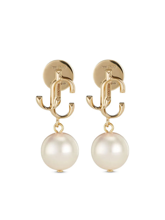 Jimmy Choo logo lettering pearl earrings