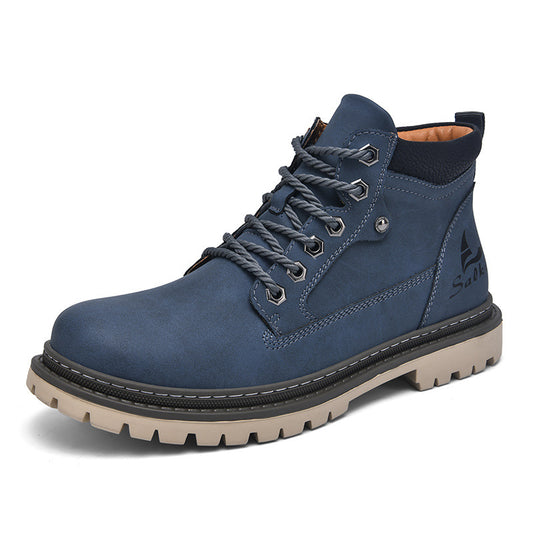 Men’s British Style Worker Boots – Mid-Top Autumn Casual Shoes