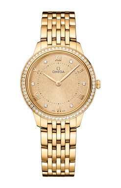 omega de ville prestige 18k yellow gold & diamonds lady's watch_1