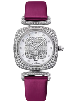 glashutte original lady collection pavonia date 18k white gold & diamonds lady's watch