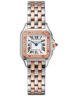 cartier panth?e de cartier stainless steel & 18k rose gold & diamonds lady's watch