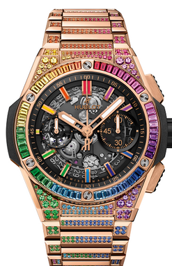 hublot big bang chronograph 18k king gold & colored gemstones man's watch_1